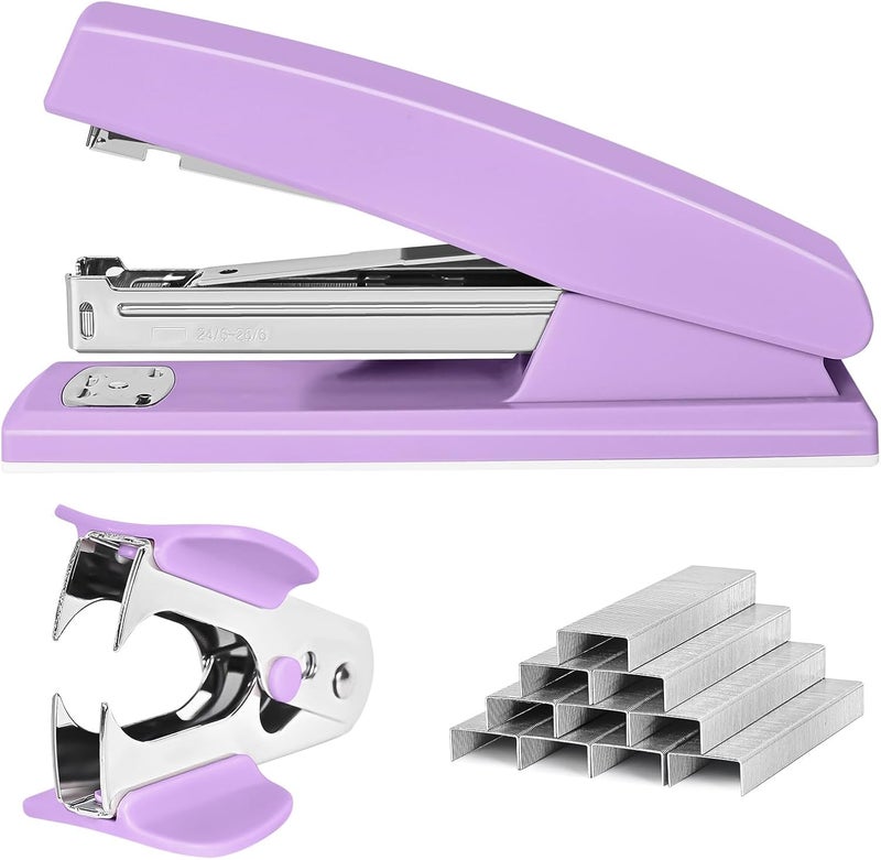 Muxdilu Stapler 25 Sheet Capacity with 1000 Staples and Staple Remover - Staplers for Desk, Non-Slip Office Stapler with Staples for Office, Purple - Image 1